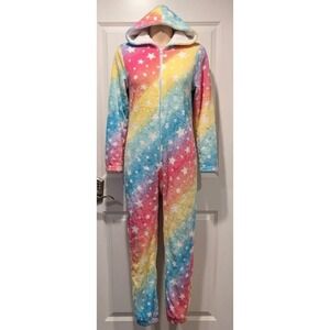 Modern Kids Rainbow‎ and Stars Hooded No Feet Unicorn Pajamas. Size M 10/12